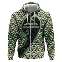 Custom Aotearoa Atua Papatuanuku Zip Hoodie Earth Mother Father Koru Patterns DT05 Zip Hoodie Green - Polynesian Pride