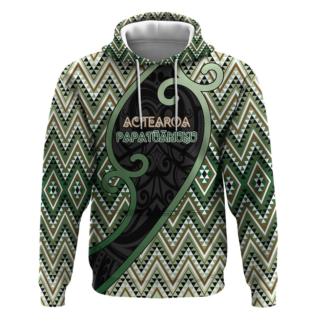 Custom Aotearoa Atua Papatuanuku Zip Hoodie Earth Mother Father Koru Patterns DT05 Pullover Hoodie Green - Polynesian Pride