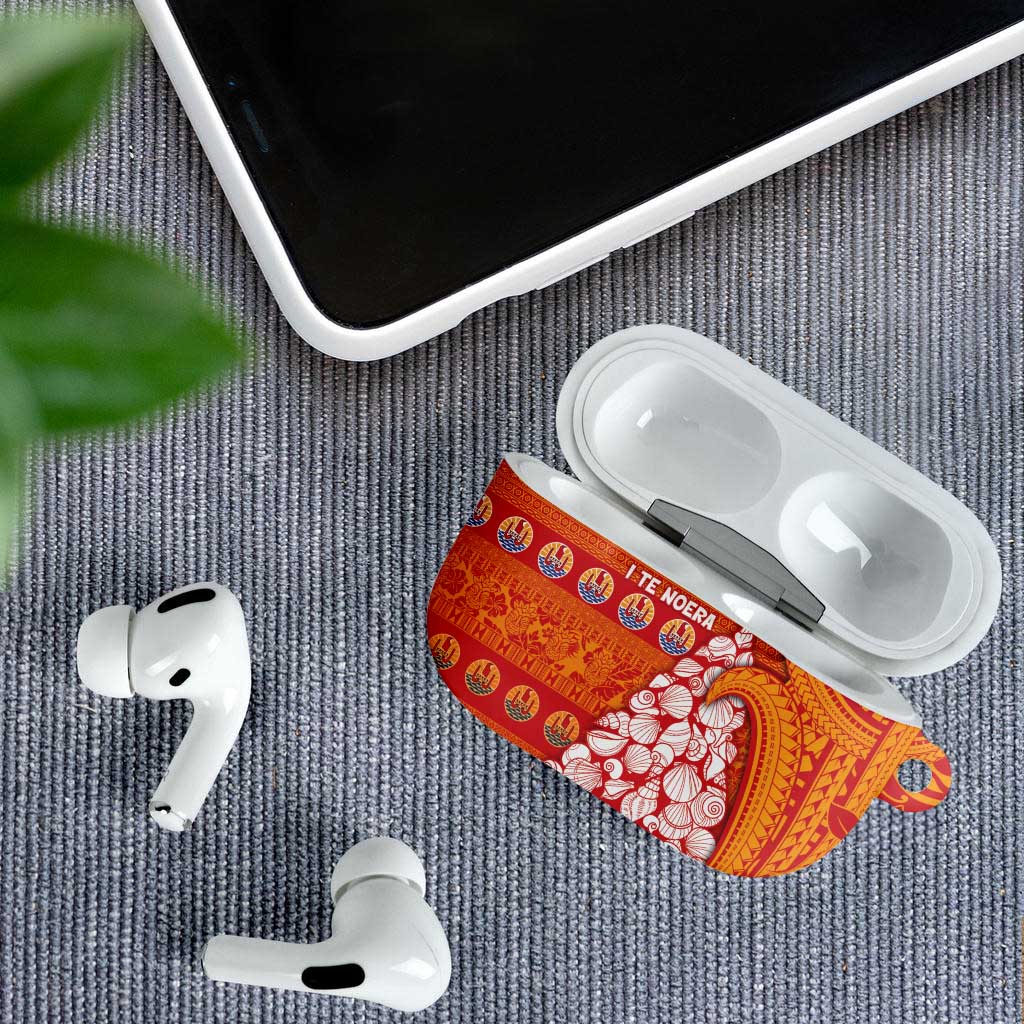 French Polynesia Christmas AirPods Case Seashell Xmas Tree Tribal Waves - Polynesian Pride