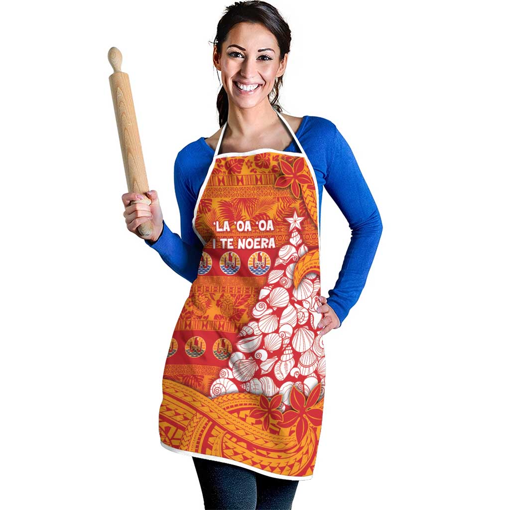 French Polynesia Christmas Apron Seashell Xmas Tree Tribal Waves - Polynesian Pride