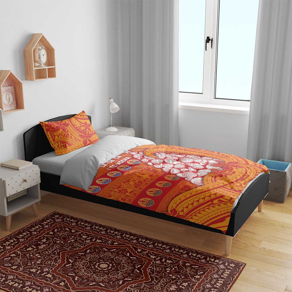 French Polynesia Christmas Bedding Set Seashell Xmas Tree Tribal Waves - Polynesian Pride
