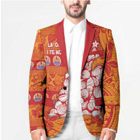French Polynesia Christmas Blazer Seashell Xmas Tree Tribal Waves - Polynesian Pride