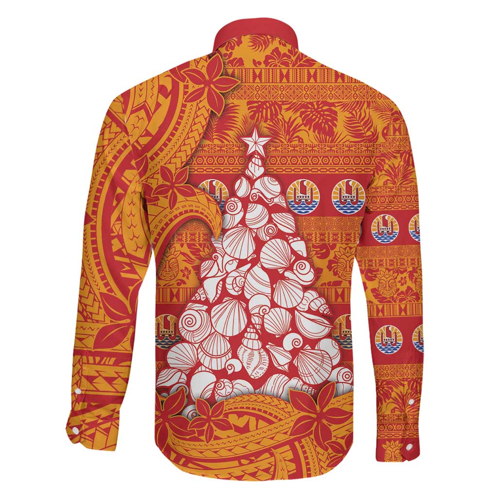 French Polynesia Christmas Family Matching Long Sleeve Bodycon Dress and Hawaiian Shirt Seashell Xmas Tree Tribal Waves DT05 - Polynesian Pride