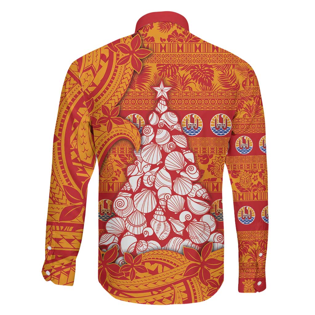 French Polynesia Christmas Family Matching Mermaid Dress and Hawaiian Shirt Seashell Xmas Tree Tribal Waves - Polynesian Pride