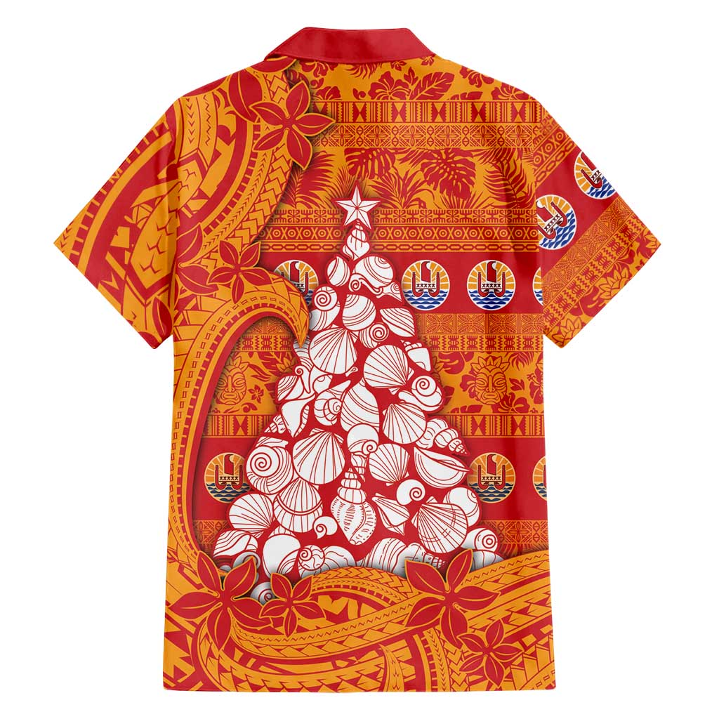 French Polynesia Christmas Family Matching Tank Maxi Dress and Hawaiian Shirt Seashell Xmas Tree Tribal Waves - Polynesian Pride
