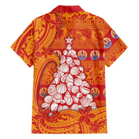 French Polynesia Christmas Family Matching Tank Maxi Dress and Hawaiian Shirt Seashell Xmas Tree Tribal Waves - Polynesian Pride