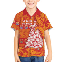 French Polynesia Christmas Hawaiian Shirt Seashell Xmas Tree Tribal Waves - Polynesian Pride