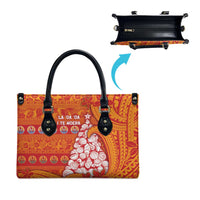 French Polynesia Christmas Leather Bag Seashell Xmas Tree Tribal Waves - undefined