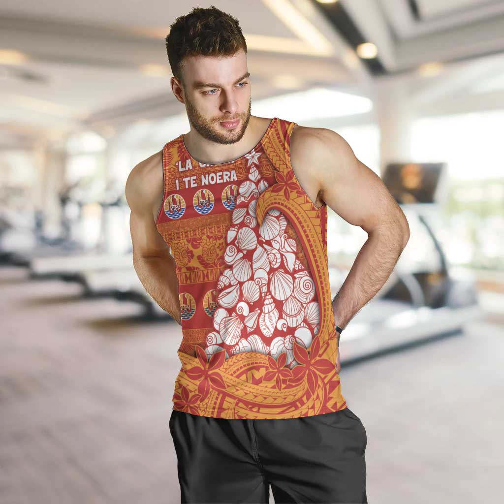 French Polynesia Christmas Men Tank Top Seashell Xmas Tree Tribal Waves - Polynesian Pride