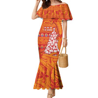 French Polynesia Christmas Mermaid Dress Seashell Xmas Tree Tribal Waves - Polynesian Pride