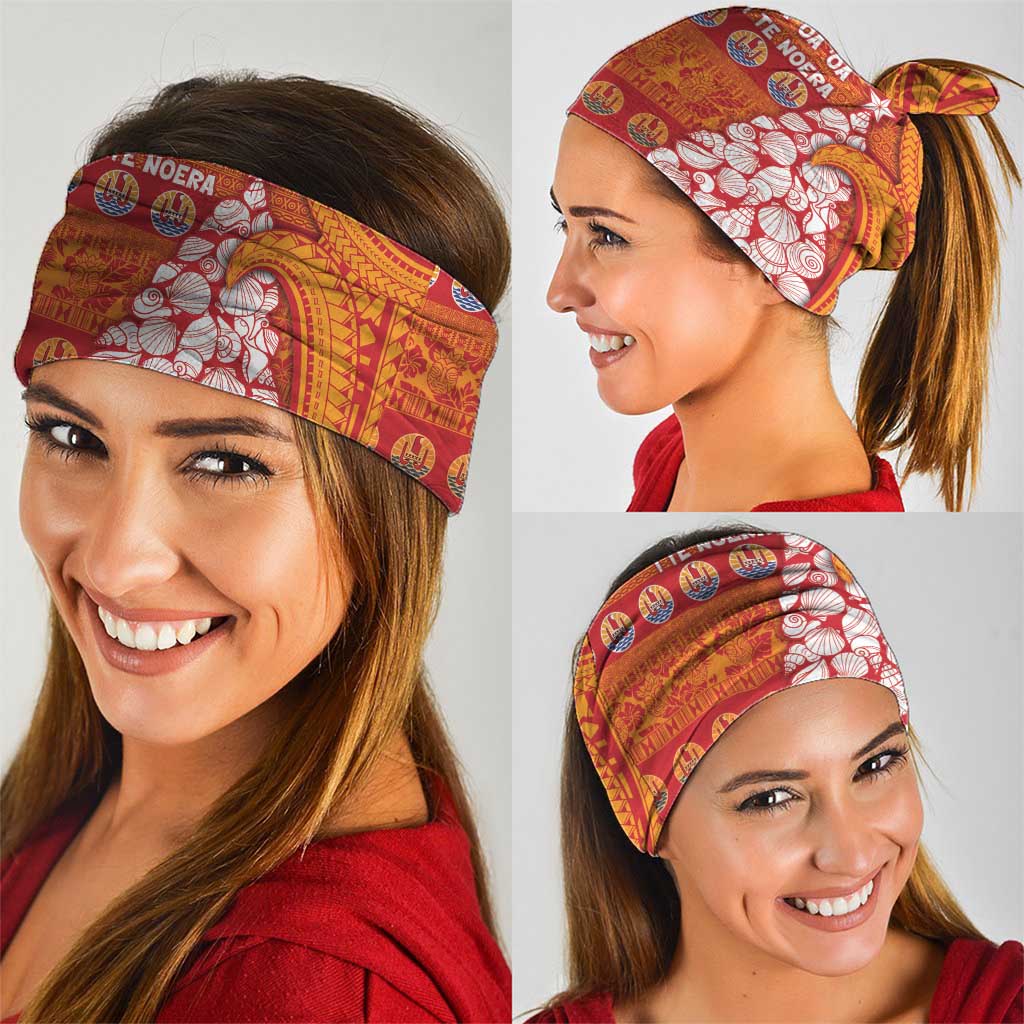 French Polynesia Christmas Neck Gaiter Seashell Xmas Tree Tribal Waves - Polynesian Pride