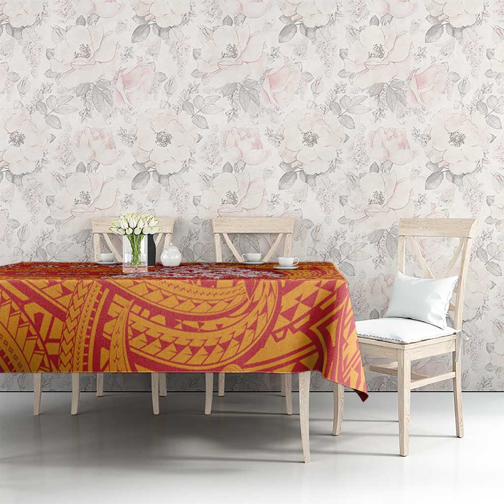 French Polynesia Christmas Tablecloth Seashell Xmas Tree Tribal Waves - Polynesian Pride