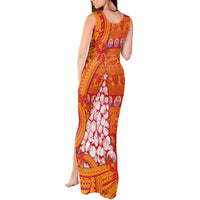 French Polynesia Christmas Tank Maxi Dress Seashell Xmas Tree Tribal Waves - Polynesian Pride