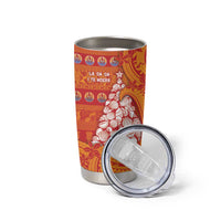French Polynesia Christmas Tumbler Cup Seashell Xmas Tree Tribal Waves - Polynesian Pride