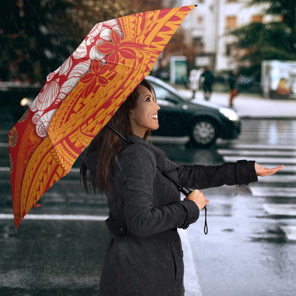French Polynesia Christmas Umbrella Seashell Xmas Tree Tribal Waves - Polynesian Pride
