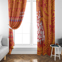 French Polynesia Christmas Window Curtain Seashell Xmas Tree Tribal Waves - Polynesian Pride