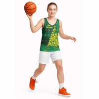 Cook Islands Christmas Basketball Jersey Seashell Xmas Tree Tribal Waves - Polynesian Pride