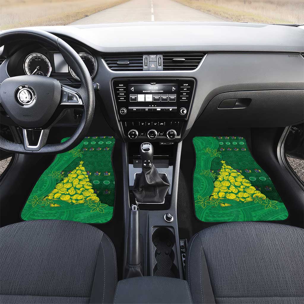 Cook Islands Christmas Car Mats Seashell Xmas Tree Tribal Waves - Polynesian Pride