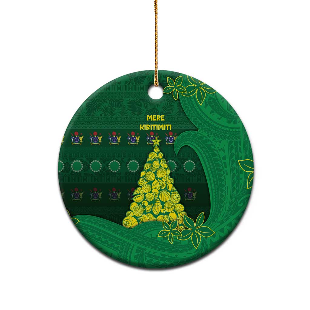 Cook Islands Christmas Ceramic Ornament Seashell Xmas Tree Tribal Waves - Polynesian Pride