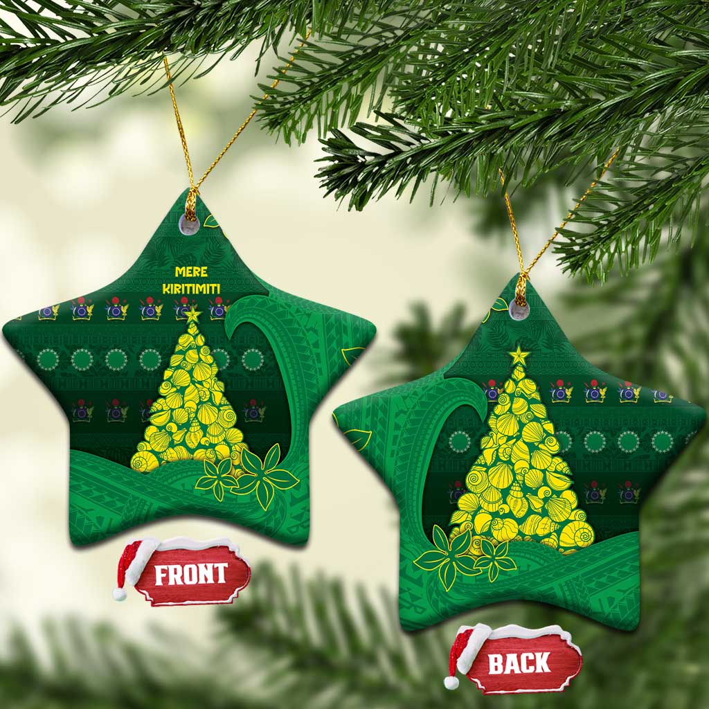 Cook Islands Christmas Ceramic Ornament Seashell Xmas Tree Tribal Waves - Polynesian Pride