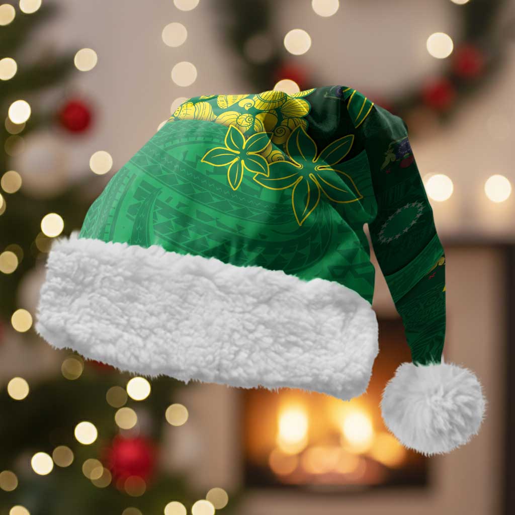 Cook Islands Christmas Santa Hat Seashell Xmas Tree Tribal Waves - Polynesian Pride