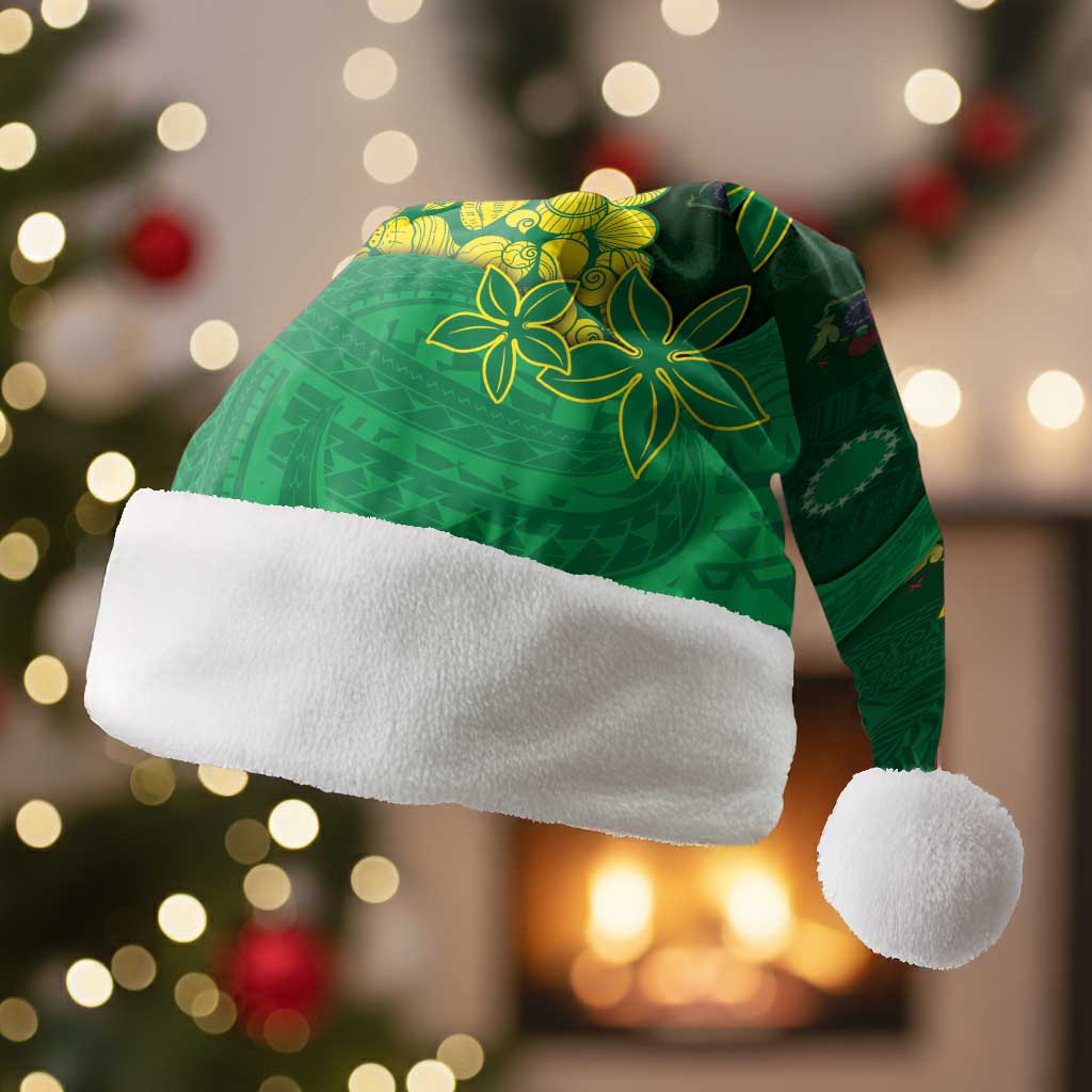 Cook Islands Christmas Santa Hat Seashell Xmas Tree Tribal Waves - Polynesian Pride