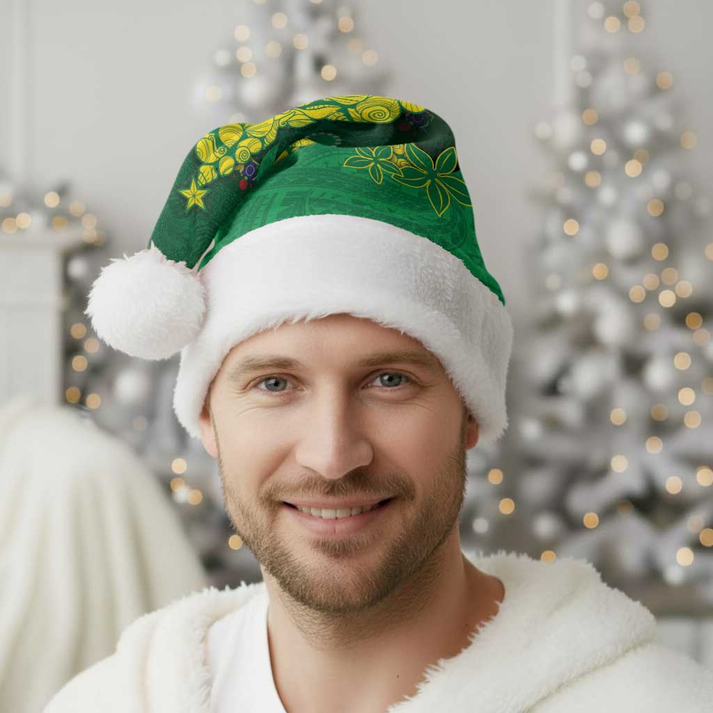 Cook Islands Christmas Santa Hat Seashell Xmas Tree Tribal Waves - Polynesian Pride