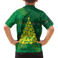 Cook Islands Christmas Family Matching Long Sleeve Bodycon Dress and Hawaiian Shirt Seashell Xmas Tree Tribal Waves DT05 - Polynesian Pride