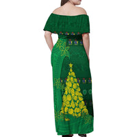 Cook Islands Christmas Family Matching Off Shoulder Maxi Dress and Hawaiian Shirt Seashell Xmas Tree Tribal Waves DT05 - Polynesian Pride