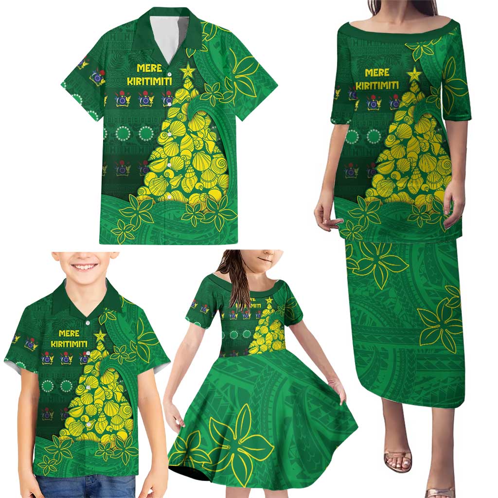 Cook Islands Christmas Family Matching Puletasi and Hawaiian Shirt Seashell Xmas Tree Tribal Waves - Polynesian Pride