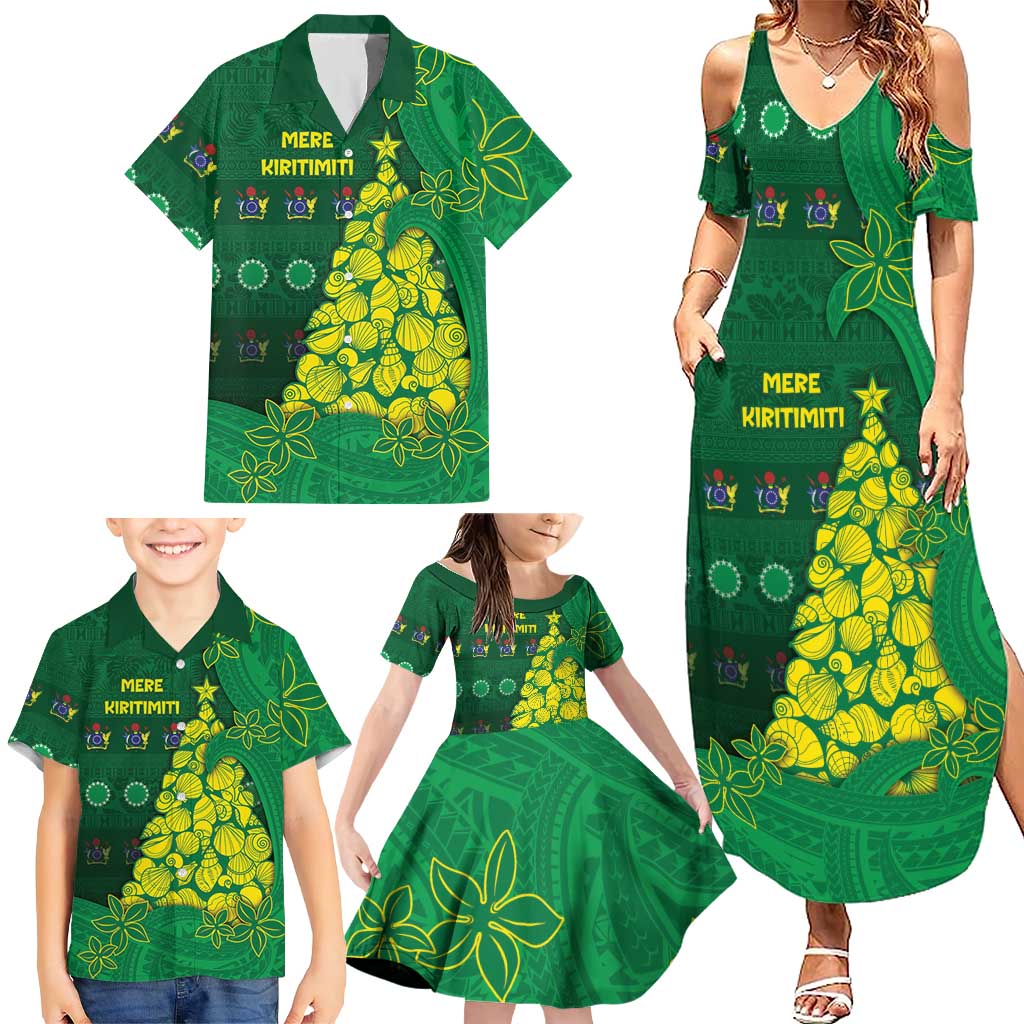 Cook Islands Christmas Family Matching Summer Maxi Dress and Hawaiian Shirt Seashell Xmas Tree Tribal Waves DT05 - Polynesian Pride