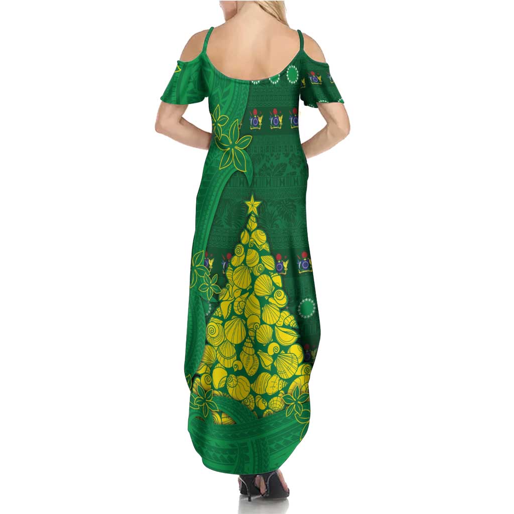 Cook Islands Christmas Family Matching Summer Maxi Dress and Hawaiian Shirt Seashell Xmas Tree Tribal Waves DT05 - Polynesian Pride