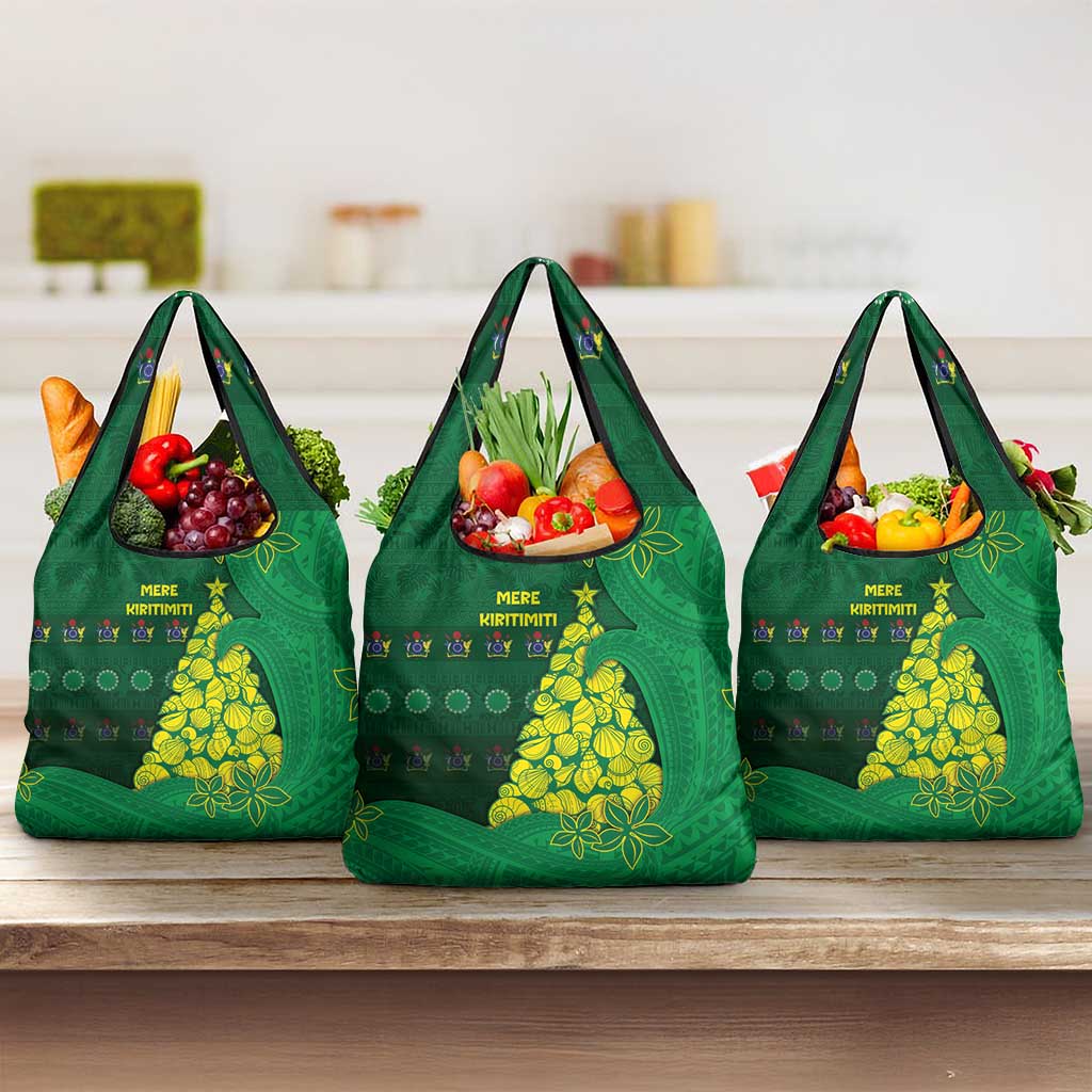 Cook Islands Christmas Grocery Bag Seashell Xmas Tree Tribal Waves - Polynesian Pride