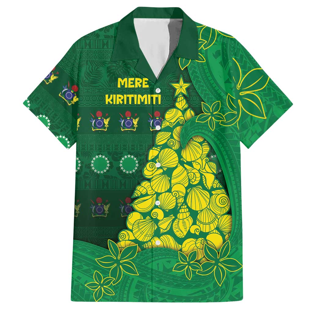 Cook Islands Christmas Hawaiian Shirt Seashell Xmas Tree Tribal Waves - Polynesian Pride