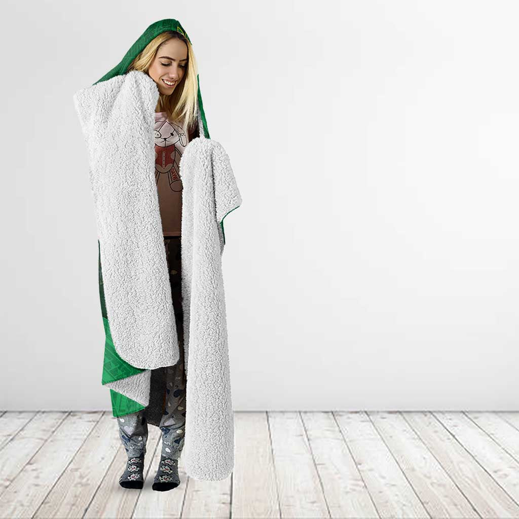 Cook Islands Christmas Hooded Blanket Seashell Xmas Tree Tribal Waves - Polynesian Pride