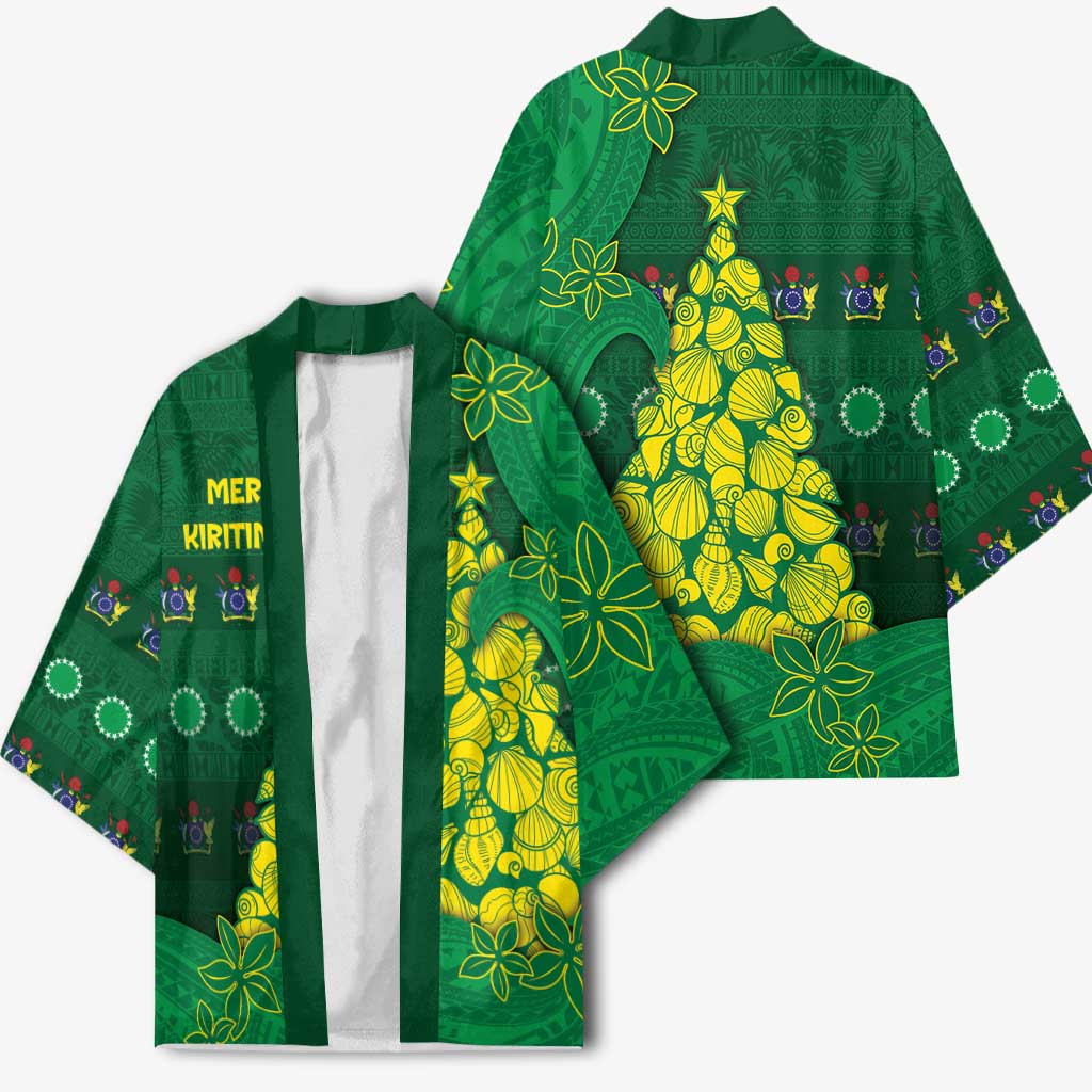 Cook Islands Christmas Kimono Seashell Xmas Tree Tribal Waves - Polynesian Pride