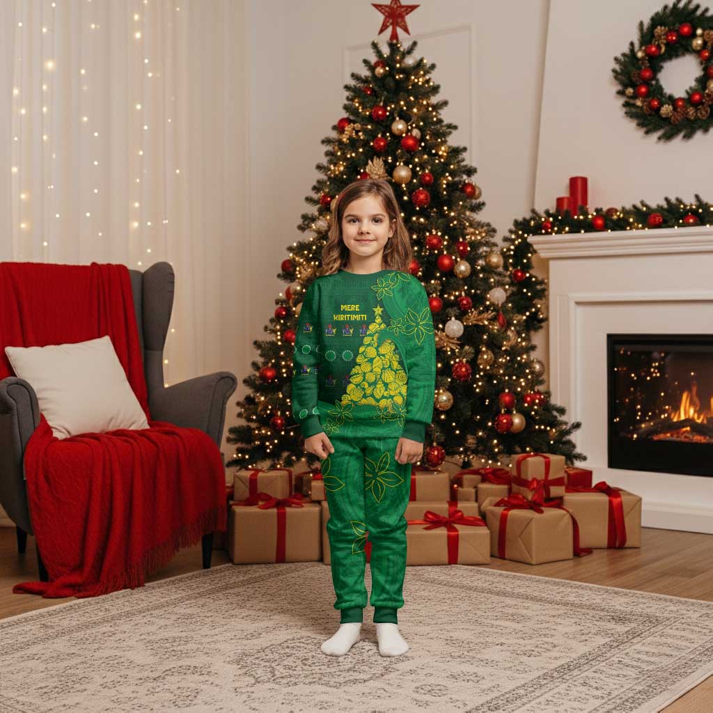 Cook Islands Christmas Pajama Set Seashell Xmas Tree Tribal Waves - Polynesian Pride