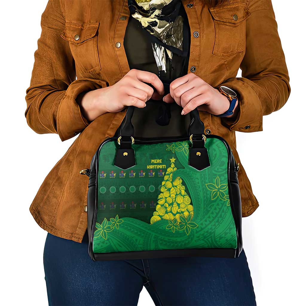 Cook Islands Christmas Shoulder Handbag Seashell Xmas Tree Tribal Waves - Polynesian Pride