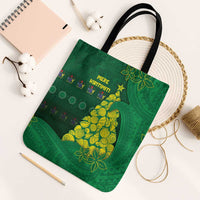 Cook Islands Christmas Tote Bag Seashell Xmas Tree Tribal Waves - Polynesian Pride