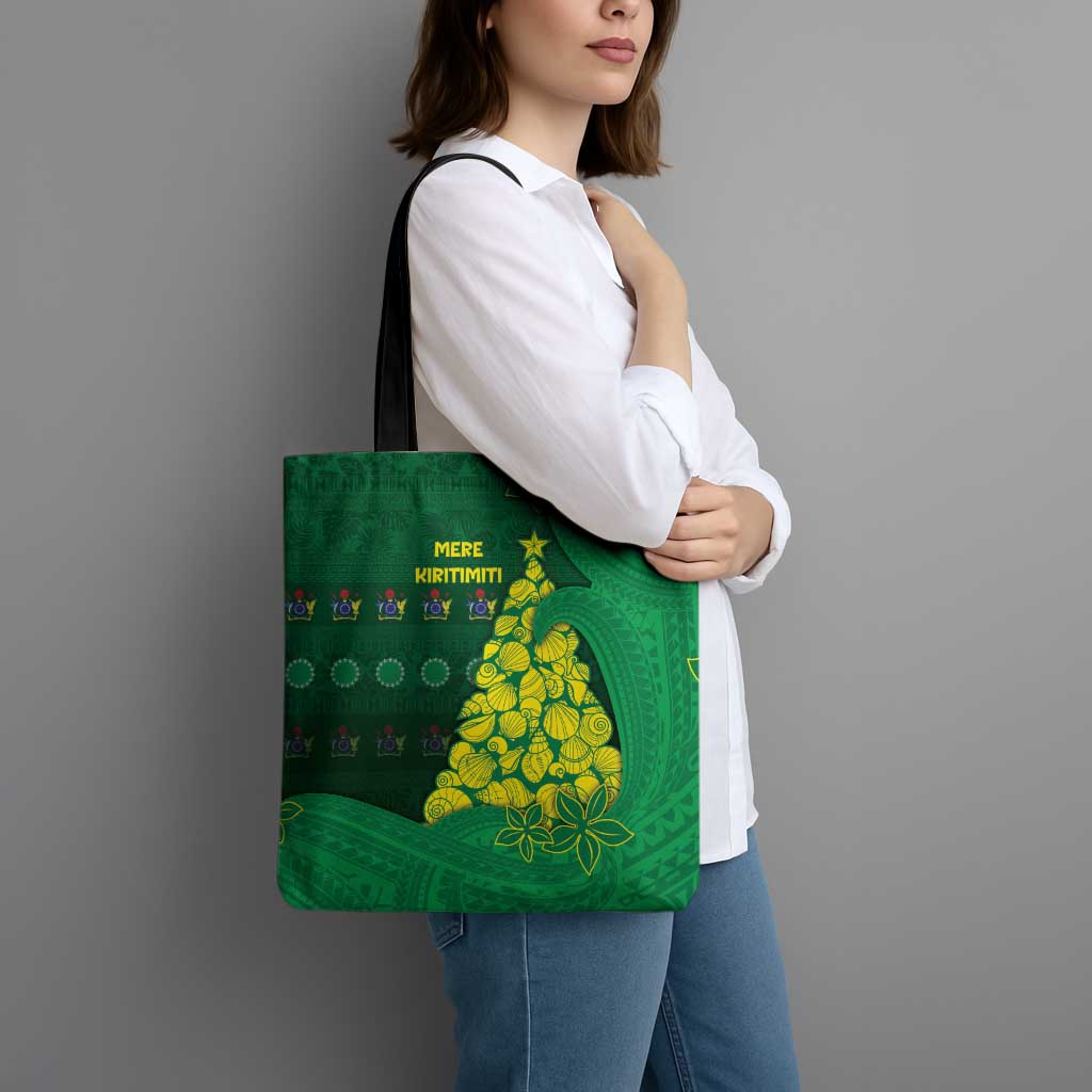 Cook Islands Christmas Tote Bag Seashell Xmas Tree Tribal Waves - Polynesian Pride