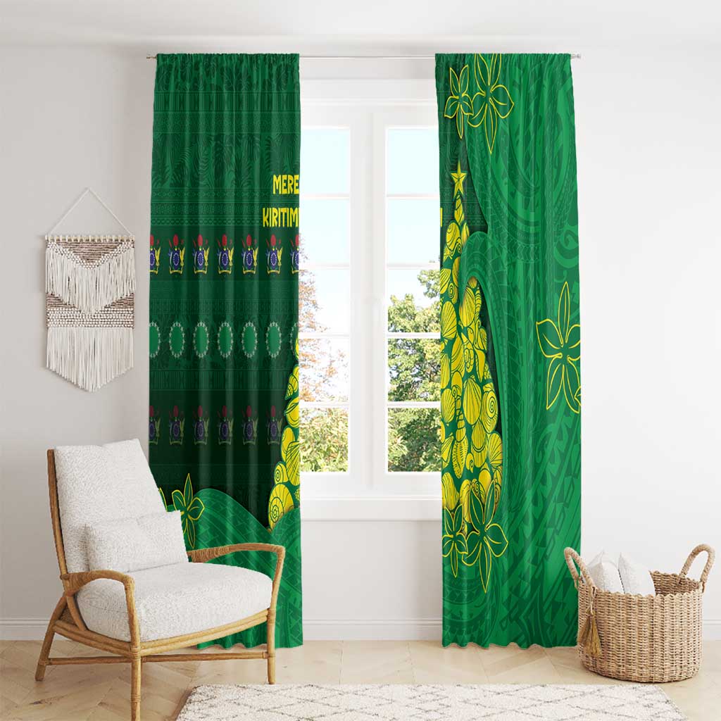 Cook Islands Christmas Window Curtain Seashell Xmas Tree Tribal Waves - Polynesian Pride