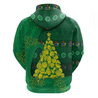 Cook Islands Christmas Zip Hoodie Seashell Xmas Tree Tribal Waves - Polynesian Pride