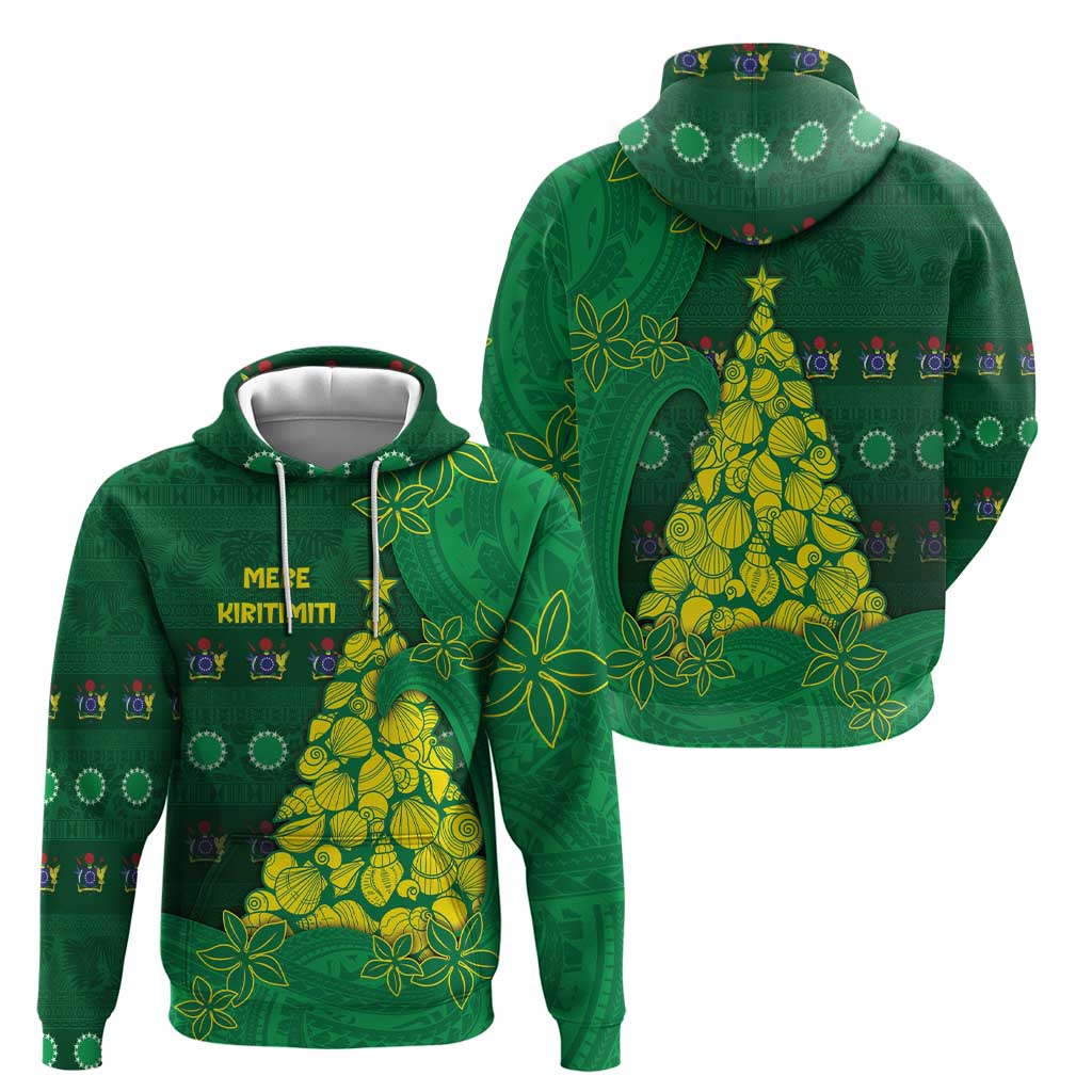 Cook Islands Christmas Zip Hoodie Seashell Xmas Tree Tribal Waves - Polynesian Pride