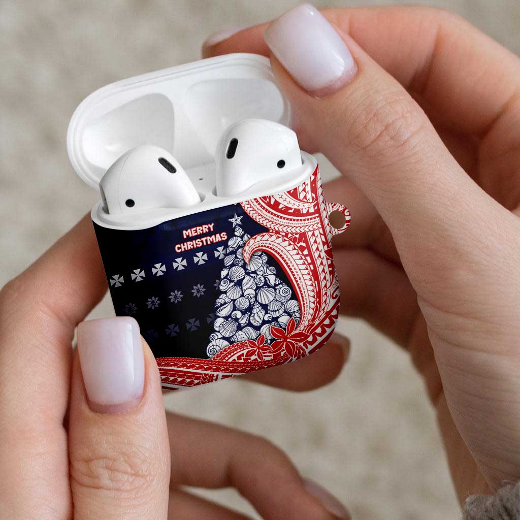 Wallis And Futuna Christmas AirPods Case Seashell Xmas Tree Tribal Waves DT05 - Polynesian Pride