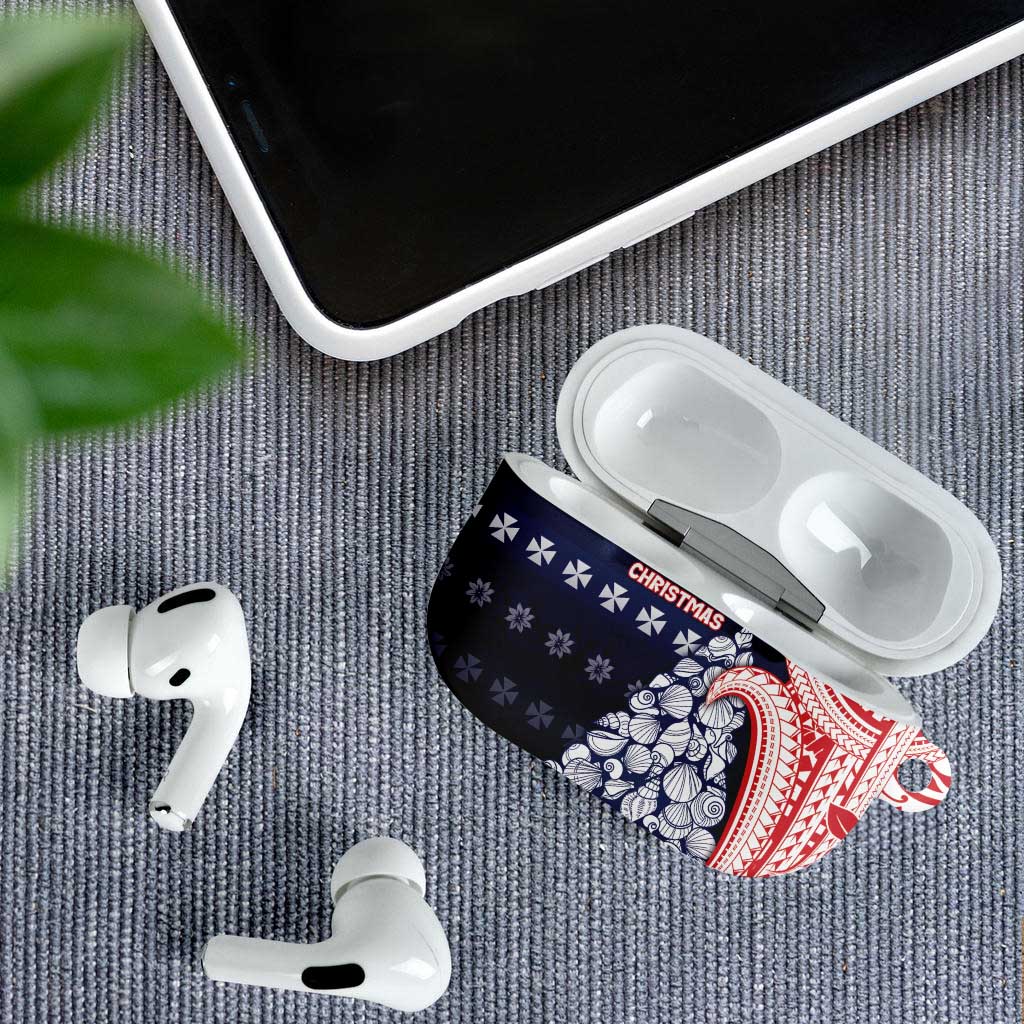 Wallis And Futuna Christmas AirPods Case Seashell Xmas Tree Tribal Waves DT05 - Polynesian Pride