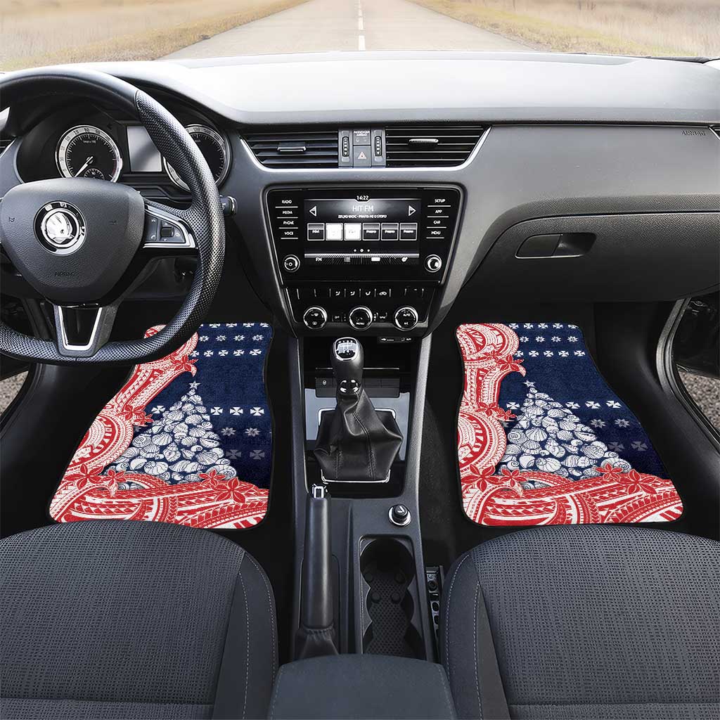 Wallis And Futuna Christmas Car Mats Seashell Xmas Tree Tribal Waves - Polynesian Pride