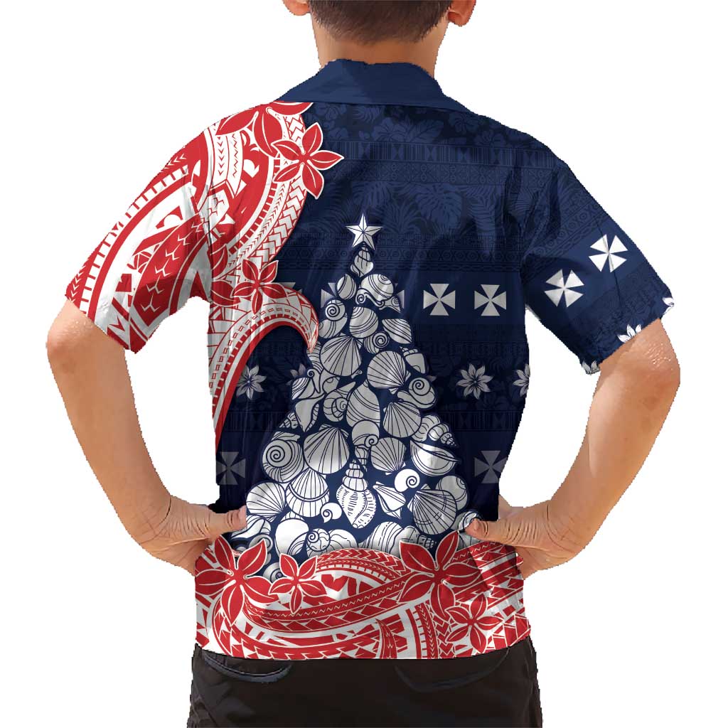 Wallis And Futuna Christmas Family Matching Long Sleeve Bodycon Dress and Hawaiian Shirt Seashell Xmas Tree Tribal Waves DT05 - Polynesian Pride