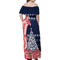 Wallis And Futuna Christmas Family Matching Off Shoulder Maxi Dress and Hawaiian Shirt Seashell Xmas Tree Tribal Waves DT05 - Polynesian Pride