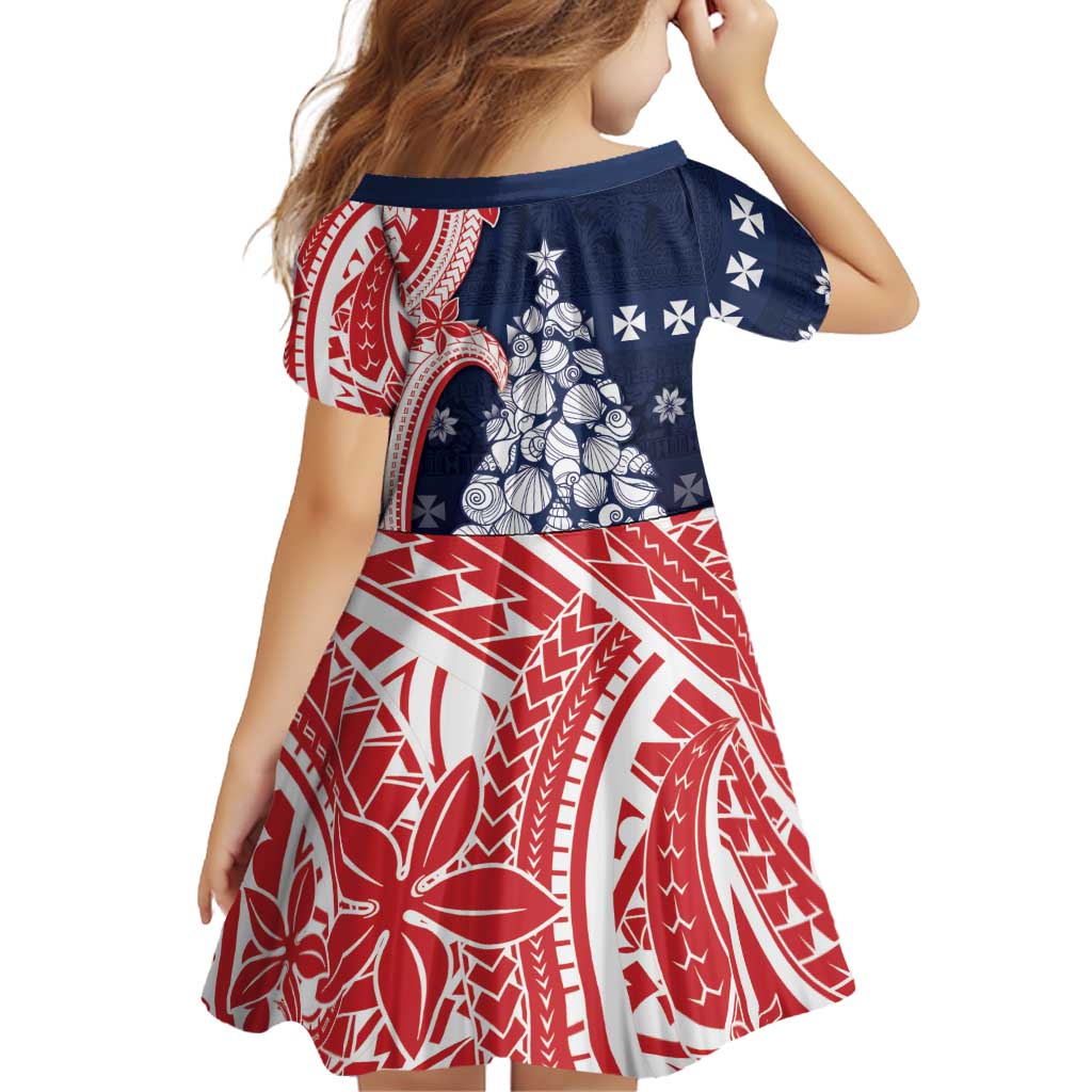 Wallis And Futuna Christmas Family Matching Off Shoulder Short Dress and Hawaiian Shirt Seashell Xmas Tree Tribal Waves DT05 - Polynesian Pride