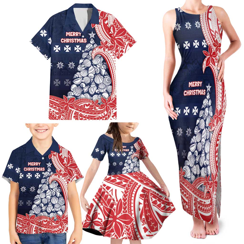 Wallis And Futuna Christmas Family Matching Tank Maxi Dress and Hawaiian Shirt Seashell Xmas Tree Tribal Waves DT05 - Polynesian Pride